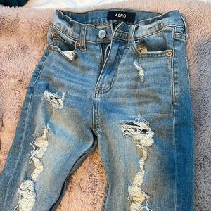 Aero blue jeans with rips. Size 00